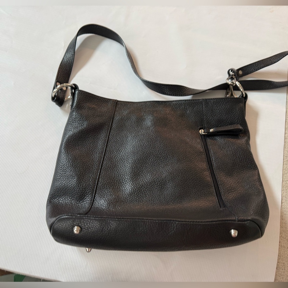 Borse in Pelle Soft Pebble Leather Black Crossbody Bag - Picture 2 of 14